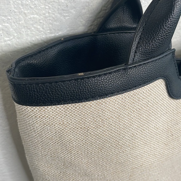 RACHEL ZOE Capri Canvas Tote | Cream & Black - Picture 8 of 9